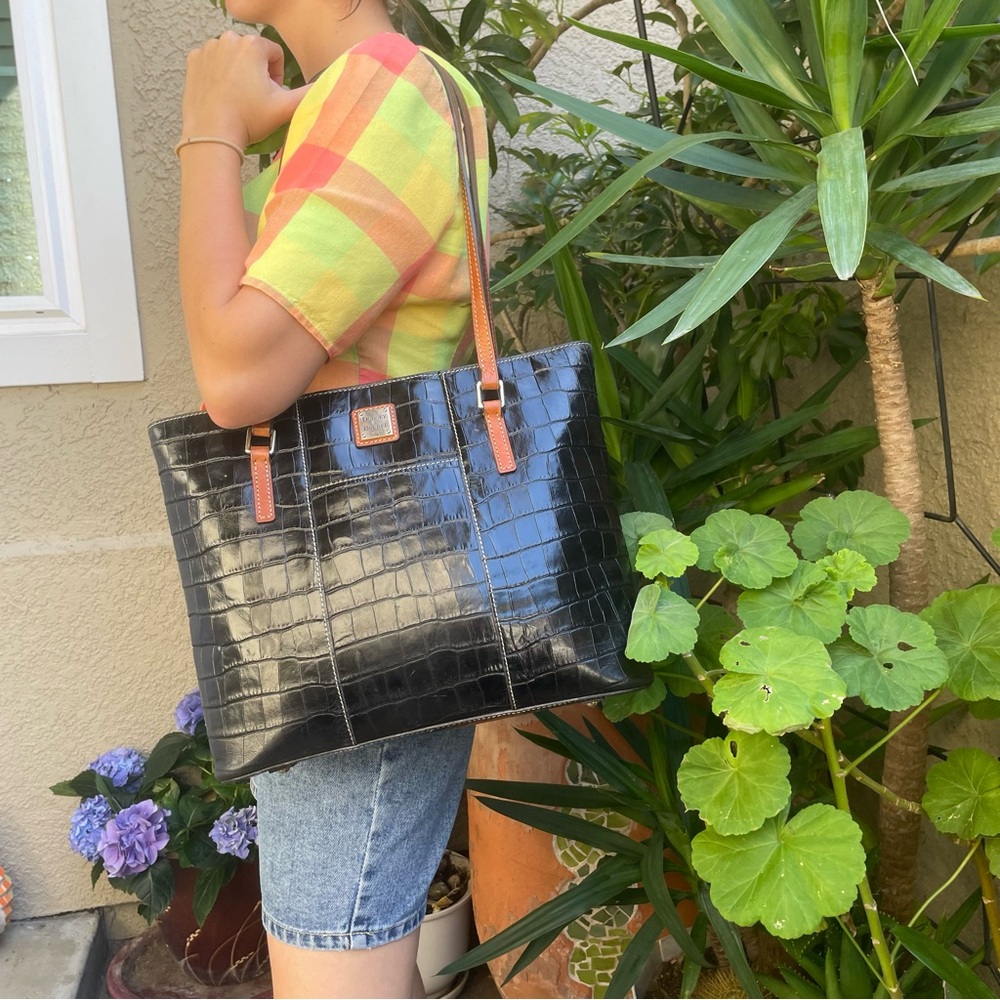 Dooney & Bourke Black and Brown Quilted Large Leather Tote
